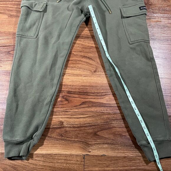 Hollister Fleece Sweatpants Tapered Drawstring Tapered Green Cotton Mens M FLAW - Picture 2 of 8